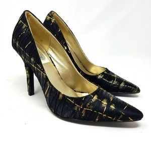 Bolaro‎ by Summerrio Gold Black Stilettos Pumps